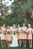 Simple Pink A-line V-neck Chiffon Short Bridesmaid Dresses, Wedding Party Dress from simidress.com