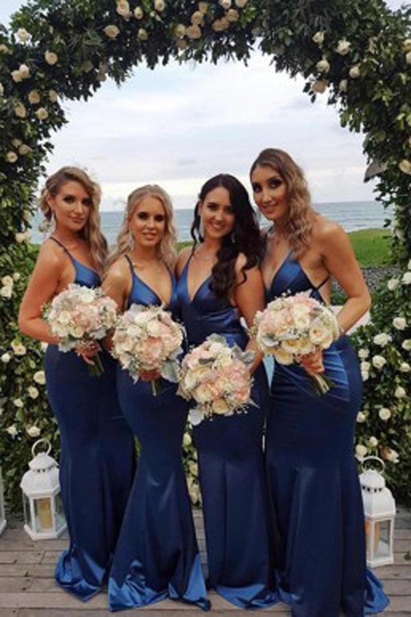 Fabulous Mermaid Spaghetti Strap Long Bridesmaid Dress, Wedding Party Dress   Simidress