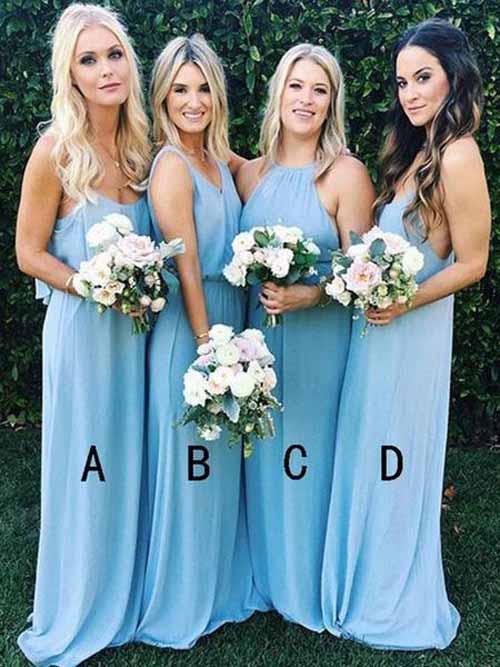 simidress.com offer Cheap Sky Blue Long Mismatched Bridesmaid Dress Wedding Party Dresses, BD85