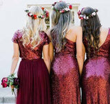 Simidress.com offer Mismatched Burgundy Sequins Bridesmaid Dresses Wedding Party Dresses, BD86