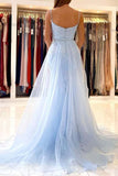 Baby Blue Tulle Lace Mermaid Spaghetti Straps Prom Dresses, Eveing Gown, SP726 | baby blue prom dress | tulle lace prom dresses | evening gown | www.simidress.com