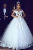 Ball Gown Off-the-Shoulder Princess Wedding Dresses With Lace Appliques, SW580