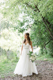 Beautiful A-line V-neck Spaghetti Straps Wedding Dresses With Crystals Belt, SW536 | cheap lace wedding dresses | beaded wedding dress |wedding gown | www.simidress.com