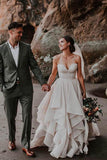 Beautiful Ball Gown Beaded Sweetheart Tiered Skirt Beach Wedding Dresses, SW448 | ball gown wedding dresses | cheap lace wedding dresses | wedding gowns | www.simidress.com