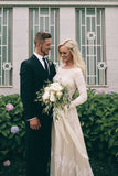 Beautiful Boho A-Line Lace Long Sleeves Wedding Dresses, Bridal Gown, SW434 | a line lace wedding dresses | cheap wedding dresses | bridal dresses | www.simidress.com