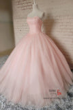 Beautiful Pink Ball Gown Long Prom Dresses, Evening Dresses With Beading, SP704