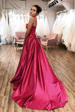 Satin purple long prom dresses | cheap prom dresses | evening gowns | www.simidress.com
