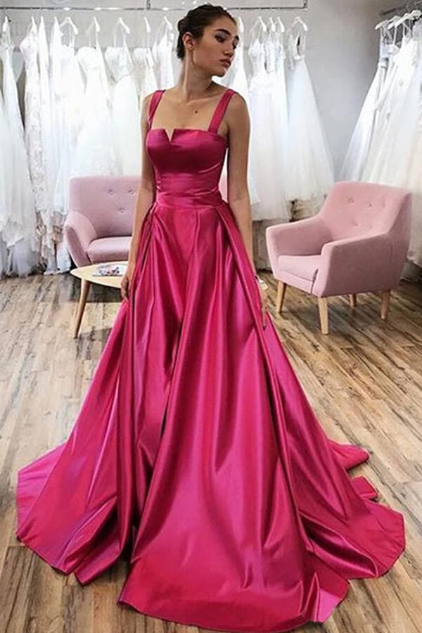 Beautiful Satin A-line Straps Cheap Prom Dresses, Long Formal Dresses, SP732 | purple prom dresses | a line satin prom dresses | evening dress | www.simidress.com