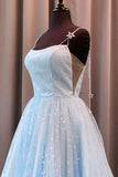 Beautiful Sky Blue Tulle Star A-line Long Prom Dresses, Formal Dresses, SP796 | tulle prom dresses | evening gown | long formal dresses | www.simidress.com