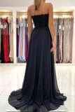 Black Chiffon Lace A-line Sweetheart Prom Dresses, Long Formal Dress, SP804 | black lace evening dress | party dresses | vintage prom dresses | www.simidress.com