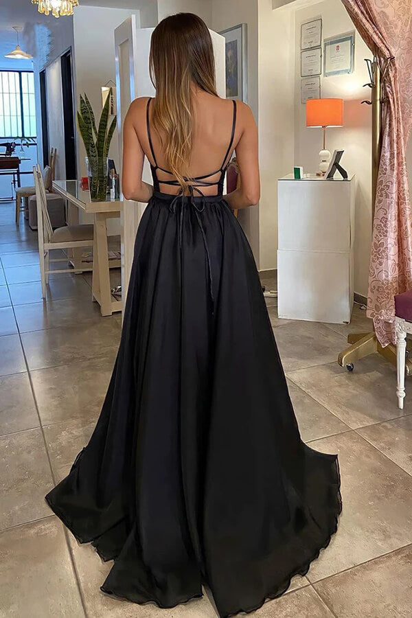 Black Chiffon Sequins A-line V-neck Detachable Skirt Long Prom Dresses, SP933 | chiffon prom dresses | new arrivals prom dresses | party dress | simidress.com