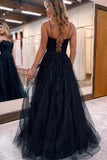 Black Tulle Lace Spaghetti Straps Backless Prom Dresses, Evening Dresses, SP926 | black lace prom dress | prom dress stores | prom dresses for teens | simidress.com