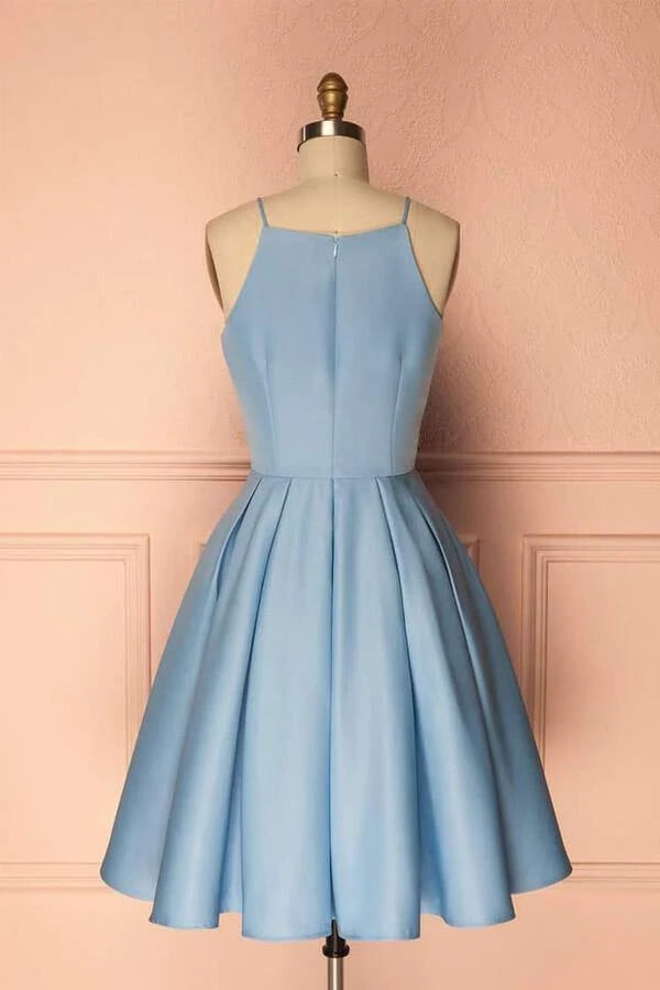 Blue Satin Halter Homecoming Dress, Party Dress SH566 | Simidress Blue Satin Halter Homecoming Dress, Party Dress SH566 | Simidress