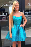  ​Blue Sequins A-line Criss-Cross Homecoming Dresses, Graduation Dresses, SH591 | cheap homecoming dresses | sparkly homecoming dress | school event dresses | simidress.com