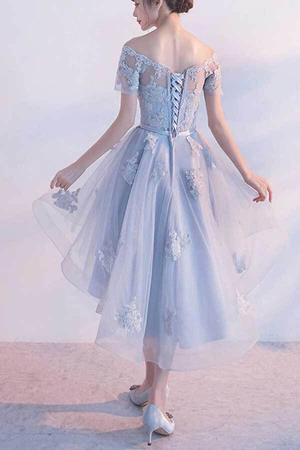 Blue Tulle Lace A-line High Low Homecoming Dresses SH570 | Simidress Blue Tulle Lace A-line High Low Homecoming Dresses SH570 | Simidress