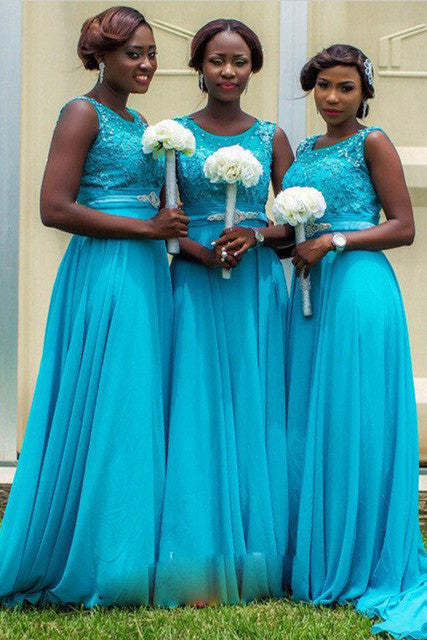 Long Wedding Party Gowns,Blue Wedding Party Dress,Cheap Bridal Dresses – Simidress