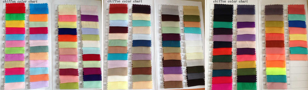 Chiffon color swatches for prom dresses, wedding dresses at www.simidress.com