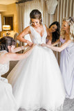 simidress.com offer Cheap A-line Sleeveless Deep V Neck Floor-length Beach Wedding Dresses, SW258