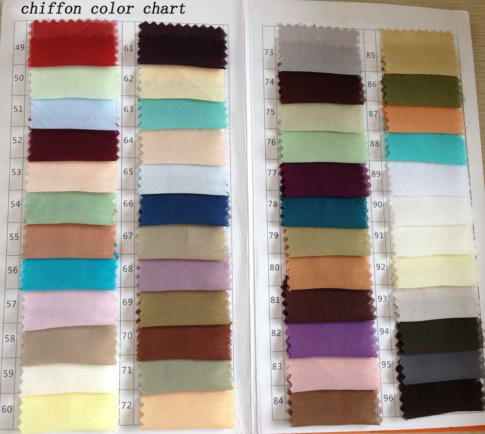 Chiffon color swatch for dresses in simidress.com