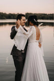 Chiffon A-line V-neck Vintage Backless Wedding Dresses, Bridal Gowns, SW613 | bohemian wedding dress | wedding gown | outdoor wedding dresses | simidress.com