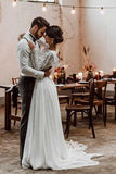 Chiffon Two Pieces Long Sleeves Wedding Dresses, Lace Bridal Dresses, SW420 | wedding gowns | bridal dresses | lace wedding dress | wedding dress online | www.simidress.com