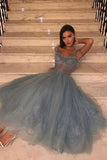Cute Gray Blue Tulle Sweetheart Lace Short Prom Dresses, Evening Dresses, SP855 | a line prom dress | cheap prom dresses | short prom dress | simidress.com