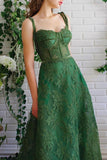 Dark Green Tulle Lace A-line Spaghetti Straps Prom Dresses, Evening Dress, SP773 | a line prom dresses | cheap prom dresses | long formal dresses | www.simidress.com