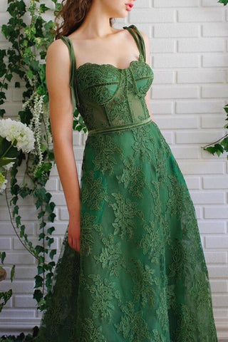 Dark Green Tulle Lace A-line Spaghetti Straps Prom Dresses, Evening Dress, SP773 | a line prom dresses | cheap prom dresses | long formal dresses | www.simidress.com