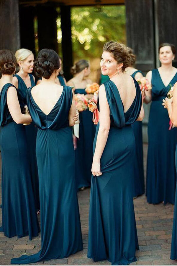 Dark Teal Green A-line V-neck Bridesmaid Dress BD120 | Simidress Dark Teal Green A-line V-neck Bridesmaid Dress BD120 | Simidress