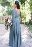 Floor length bridesmaid dresses | a line bridesmaid dresses | blue bridesmaid dresses | simidress.com