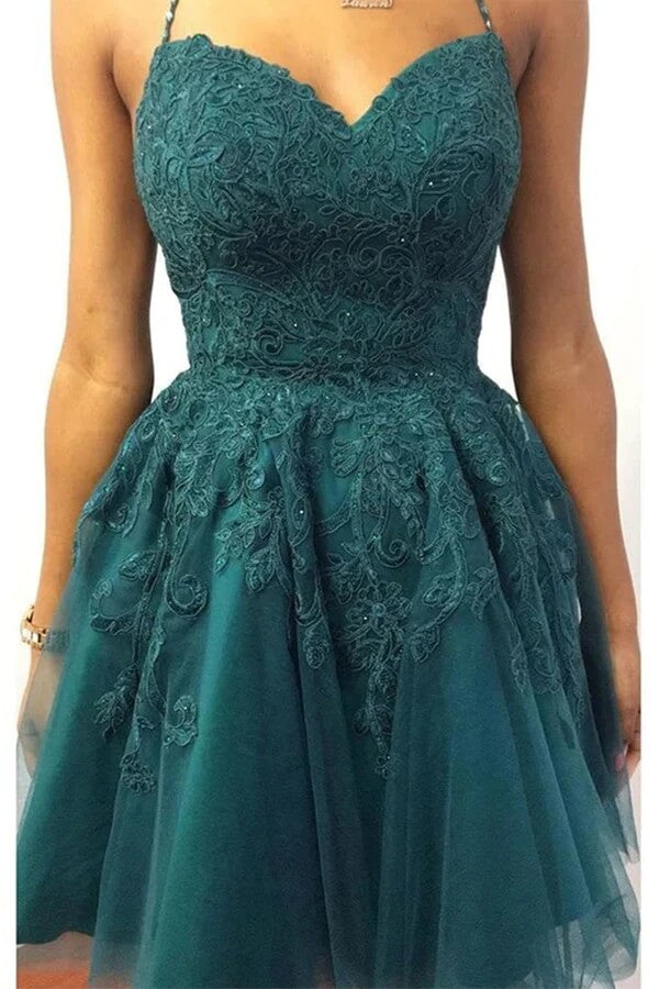 Emerald Green Tulle Lace Halter Homecoming Dresses SH599 | Simidress Emerald Green Tulle Lace Halter Homecoming Dresses SH599 | Simidress