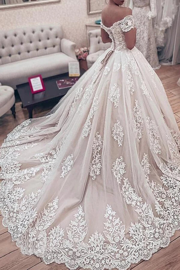 Online Gorgeous Appliques Long Transparent Low Cut Tulle Open Back Bridals  Wedding Dress Ball Gowns - Ricici.com
