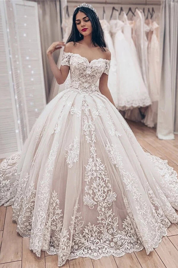 2021 Off Shoulder Sparkly Ballgown Wedding Dress With Pearls And Beading  Plus Size Formal Bridal Gresses From Dubai Arabic Style AL7558 From  Allloves, $171.61 | DHgate.Com