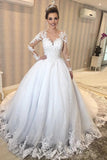Gorgeous Ball Gown Princess Long Sleeves Lace Appliques Wedding Dresses, SW582