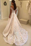 Gorgeous Ivory A-line Off-the-Shoulder Lace Wedding Dresses, Bridal Gown, SW516 | a line wedding dresses | wedding gown | wedding dresses near me | www.simidress.com