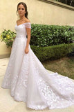 Gorgeous Ivory A-line Off-the-Shoulder Lace Wedding Dresses, Bridal Gown, SW516 | vintage wedding dresses | bridal outfit | wedding dresses stores | www.simidress.com
