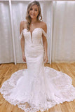 Gorgeous Mermaid Off-the-Shoulder Lace Wedding Dresses, Bridal Gowns, SW523
