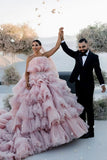 Gorgeous Pink Layers Tulle Ball Gown Wedding Dresses, Bridal Gown, SW597 | bridal gown | wedding dresses stores | wedding dress near me | simidress.com