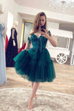 Green Tulle Lace Sweetheart Neck Homecoming Dresses, Short Prom Dress, SH583 | short homecoming dress | cheap homecoming dresses | lace homecoming dress | simidress.com