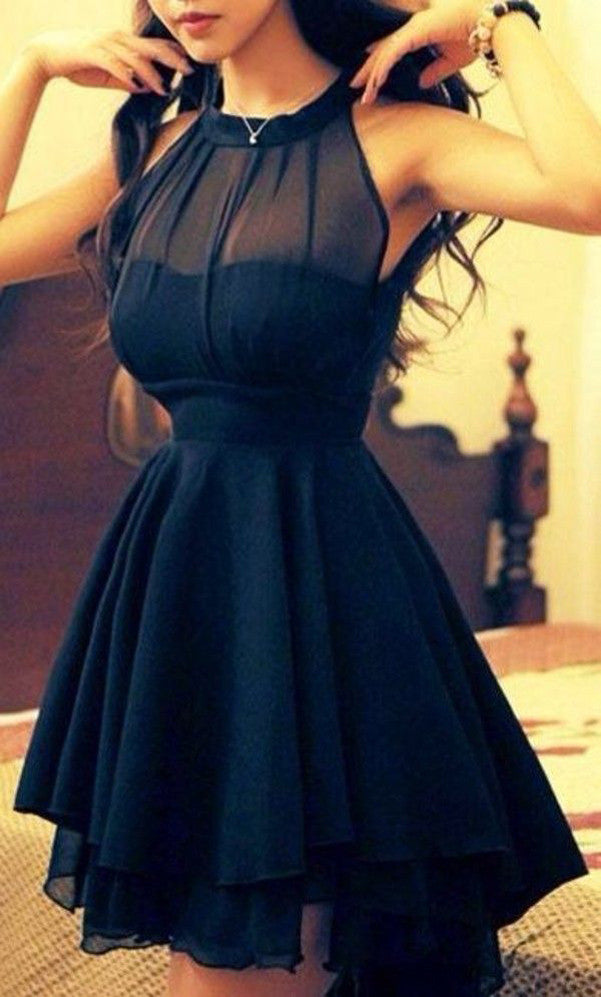dark blue homecoming dresses Chiffon Navy Blue Homecoming Dress,Short Prom Dresses,Evening Dresses – Simidress
