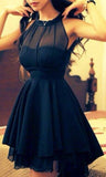 Chiffon Navy Blue Homecoming Dress,Short Prom Dresses For Girls,SH21