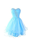 Blue Homecoming Dress,Sweetheart Organza Homecoming Dresses Prom Dresses,SVD580