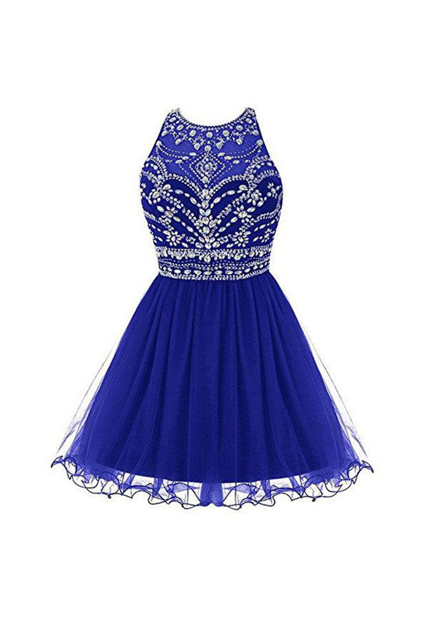 Royal Bule Homecoming Dresses,2016 Short Prom Gowns Tulle Homecoming Dress,SVD581