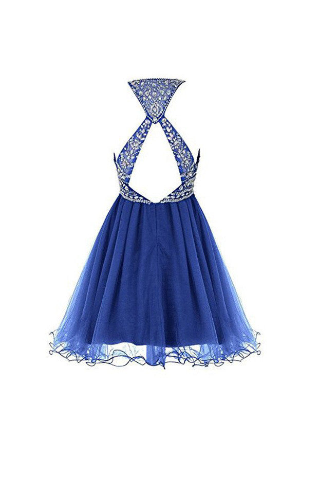 Royal Bule Homecoming Dresses,2016 Short Prom Gowns Tulle Homecoming Dress,SVD581