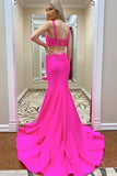Hot Pink Mermaid Satin Lace Up Back Long Prom Dresses, Evening Dress, SP724 | pink prom dresses | cheap long prom dresses | party dresses | www.simidress.com