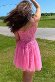 Hot Pink Tulle A Line Sweetheart