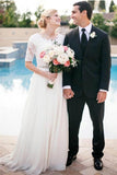 Ivory A-line Half Sleeves Lace Beaded Wedding Dresses, Bridal Gown, SW443 | bridal gowns | wedding dresses online | cheap lace wedding dress | www.simidress.com