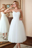 Ivory A-line Tulle Spaghetti Straps Short Wedding Dresses, Wedding Gown, SW507