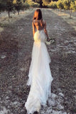 Ivory Lace Open Back Mermaid Wedding Dresses With Floral Appliques, SW451 | mermaid lace wedding dresses | cheap wedding dresses online | wedding gowns | www.simidress.com