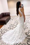 Ivory Lace Sheath Open Back Wedding Dresses With Court Train, Bridal Gown, SW534 | sheath wedding dresses | vintage wedding dresses | wedding gowns | www.simidress.com​